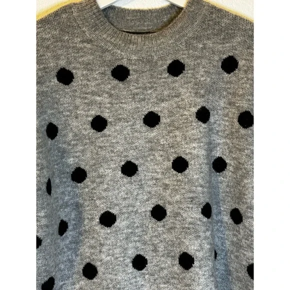 CHELSEA & THEODORE Women's Sweater Grey Black Polka Dot Size XS - Picture 3 of 4